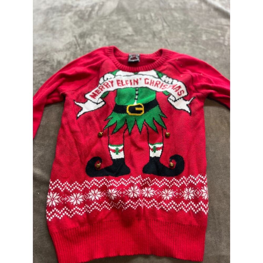 Well Worn Holiday‎ Ugly Christmas Sweater Merry Elfin’ Christmas Women’s Size M